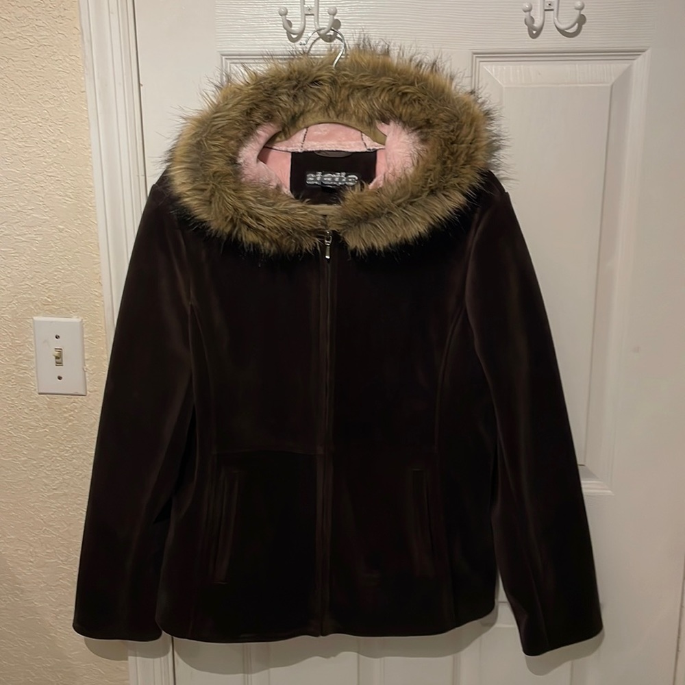 Soft Gorgeous Dark Brown Coat With a Pink Interior